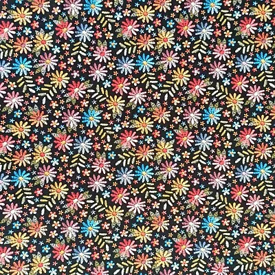 Cotton Jersey Fabric Embroidered Flower Digital Print 150cm Wide By The Half Met • £8.50