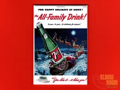 7up Vintage Christmas Ad 2x3  Fridge/locker Magnet Santa • $3.75