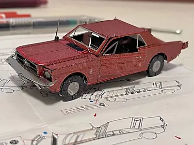 Metal 1965 Ford Mustang Coupe Red 3D Sheet Metal Model DIY Kit • $9.99