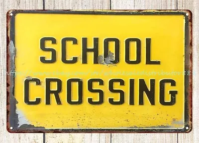 1930s School Crossing Metal Tin Sign Poster Office Restaurant • $18.86