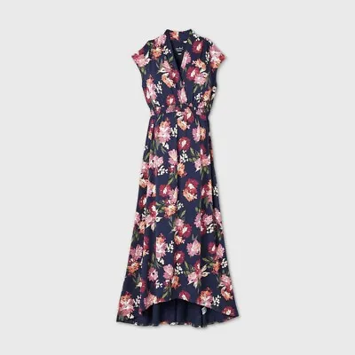 Floral Print Sleeveless Smocked Maternity Dress Isabel Maternity Navy S Blue • $4.97