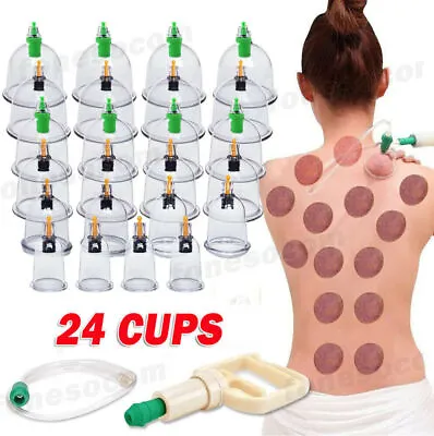 $20.59 • Buy 24 Cups Set Medical Chinese Body Vacuum Cupping Healthy Suction Therapy Massage