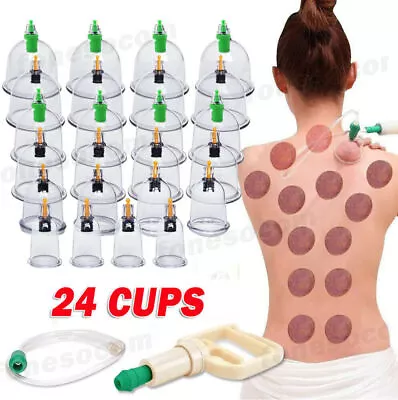 24 Cups Set Medical Chinese Body Vacuum Cupping Healthy Suction Therapy Massage • $19.78