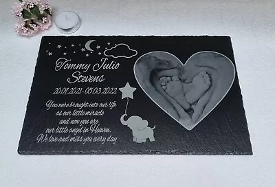 Personalised Memorial Plaque Grave Marker With Picture Engraved Baby Memorial • £24.90