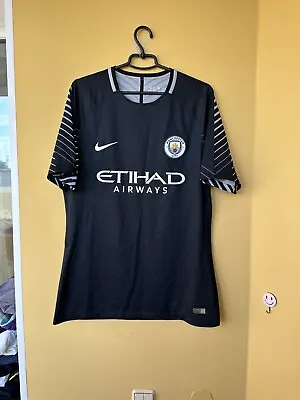 Manchester City 2017 2018 Player Issue Jersey Black Shirt Goalkeeper Size Xl • $75