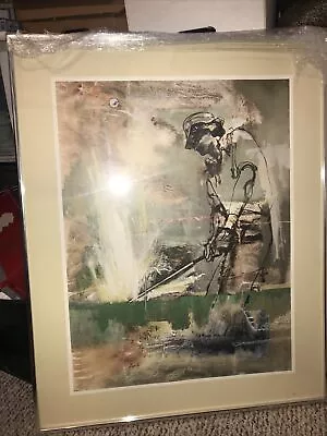 Vintage Golf Lithograph Lou Zansky “Sand Trap” Matted And Framed Signed 24”X30” • $100