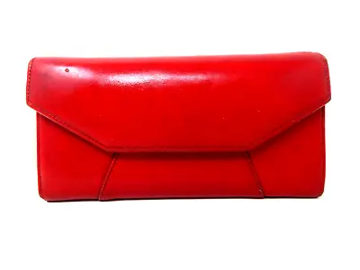 MULBERRY Red Genuine Leather Medium Flap Bifold Wallet Purse • $59