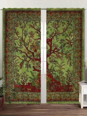 £30.66 • Buy Indian Mandala Cotton Door Window Curtains Hippie Drapes Wall Decor Tree Of Life