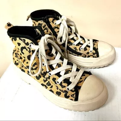 ZARA Leopard Platform PRINTED HIGH-TOP SNEAKERS Big Kids Size 2 • $25