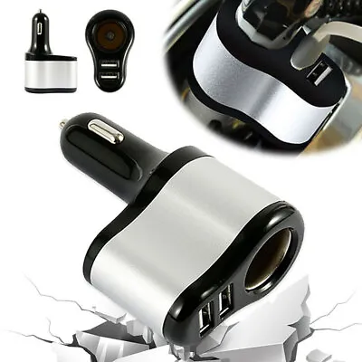 Car Cigarette Lighter Splitter 12/24V Socket 2in1 USB Plug Multi Charger Adapter • £6.62