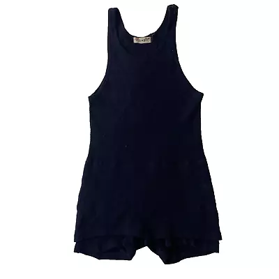 Vintage Antique Navy Blue Wool Victorian One Piece Swimsuit Bathing Suit Prop • $124.20