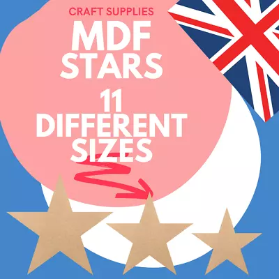 Wooden MDF Star Shapes Craft Tag Blank Decoration 1cm To 15cm. Wood Star Shape • £3.88