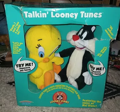 1998 Play By Play Looney Tunes Talkin' Sylvester Tweety Talking Plush New Box • $29.99