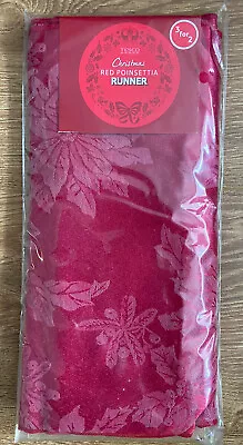 Red Poinsettia Table Runner With Tassels. • £5