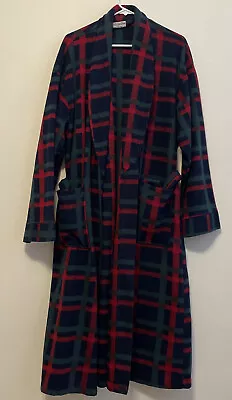 Christian Dior Pajama Robe Men's XL Red Blue Green Tartan Plaid Vintage 80s • $39