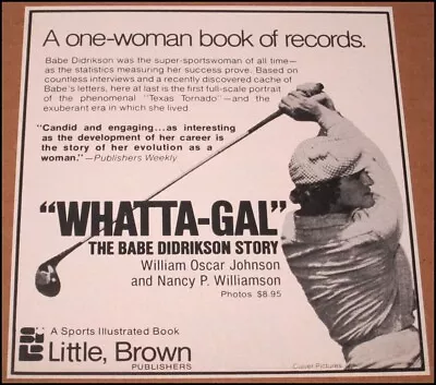 1977 The Babe Didrikson Story Print Ad Book Advertisement Clipping Whatta-Gal • $6.99