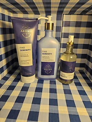NEW-Bath & Body Works Aroma  Find Serenity  3-Pc Oil Mist/Cream/Lotion Gift Set • £17.36