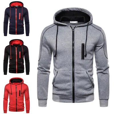 Men's Hoodies Plain Full Zipper Casual Hooded Zip UP Jacket Classic Sweatshirts♪ • $16.18