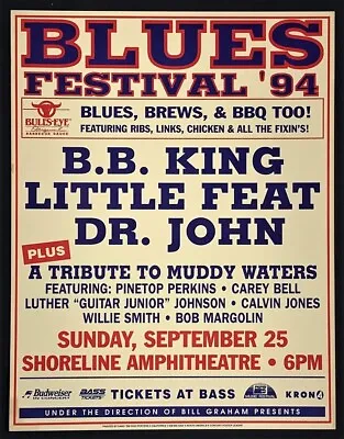 Blues Festival '94 POSTER BB King Little Feat Dr John Muddy Waters Tribute Rare! • $249.99