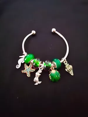 Sea Life Beaded Charm Bracelet Seahorse Seashells Mermaid New • $9.95