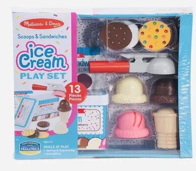 Melissa & Doug Scoops And Sandwiches 13-Piece Ice Cream Play Food Set • $34.99