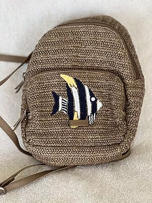 VERA BRADLEY Straw Mini Backpack Warm Stone Straw Fish Applique • $23