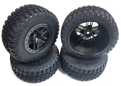 3006 1/10 RC Rock Crawler Off Road Wheels And Tyres X 4 Black 5 Spoke Dual Spoke • £30.77