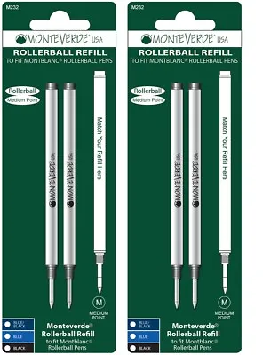$12.95 • Buy 2 Packs Montblanc Rollerball Pen Refills By Monteverde, Sealed Packs, Medium M23