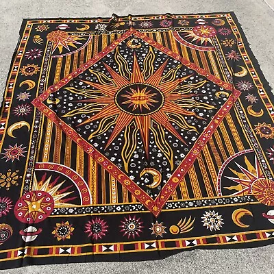 Batik Bed Spread Hanging Wall Silk Painting Art India SUN & MOON ❤️blt10m4 • $150