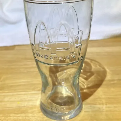 VTG 1992 McDonald's Elevated Etched Designs Logo 16oz Clear Fountain Glass • $15.51