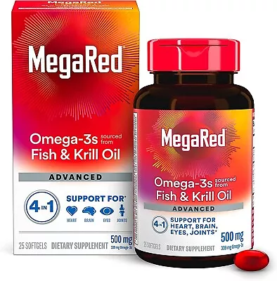 MegaRed Advanced 4in1 500mg 25 Softgels Exp 9/24 • $9.99