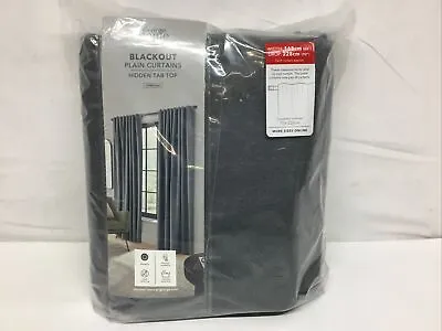 Hidden Tab Top Blackout Lined Curtains 66 X90  Each Curtain Charcoal RRP £40 NEW • £30