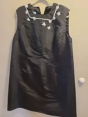 Zang Toi Dress W/Jacket Black Silk Sz 14/16 • $350