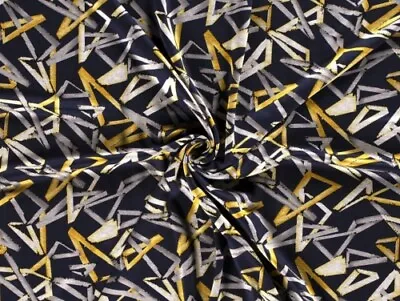 £12.59 • Buy Ponte Roma Double Stretch Knit Fabric Yellow, Navy - Per Metre