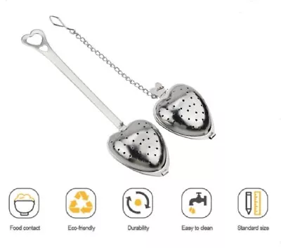 4-Piece Heart Shaped Tea Infuser Set - Stainless Steel Loose Tea Strainer Spoons • $7.99