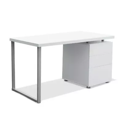 Artiss Office Computer Desk Study Table Home Metal Student Drawer Cabinet White • $156.68