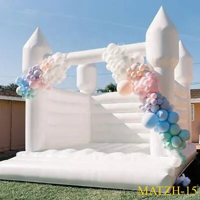 Inflatable White Bounce House With Blower 100% PVC Jumper Bouncy Castle • $1759.99