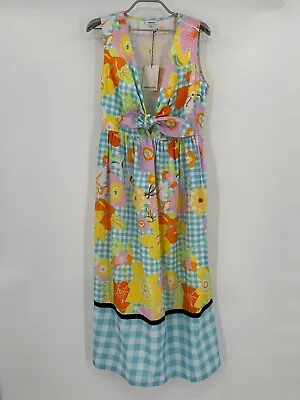 Manoush Frida Dress Sz 38/US 6 Sleeveless Floral Print Midi Gingham Check $790 • £188.07