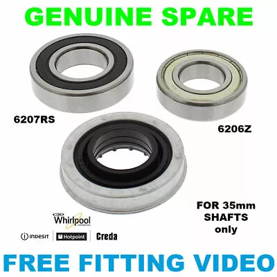 £15.15 • Buy HOTPOINT Washing Machine Drum Bearing Kit 6206Z 6207RS 35mm C00202418