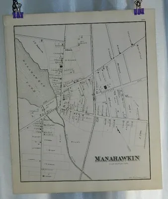 NJ12 Original Antique Street Map C.1878 Manahawkin NJ Tuckerton Railroad RR • $65