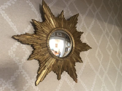 $500 • Buy Vintage Mid Century Italian Gilt Gold Sunburst Starburst  Mirror 23”