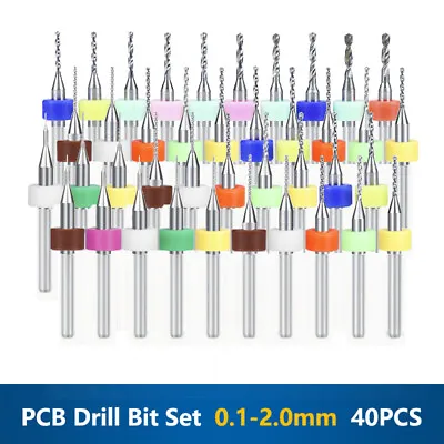 40PCS Carbide Micro Drill Bits Set 0.1-2.0mm PCB Driiling Bit For CNC Engraving • $10.99