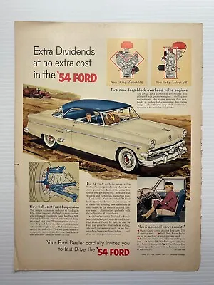 Vintage 1954 Ford Crestline Car (Original Print Advertisement) Blue -White Color • $12