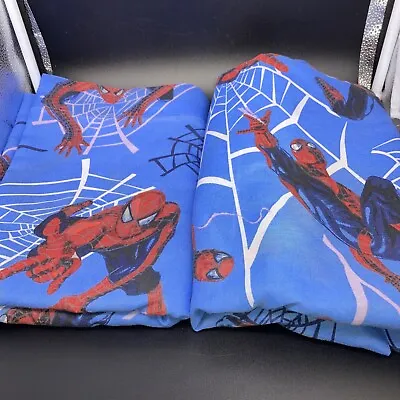 Marvel Spider-Man Twin Sheet Set Spiderman 2002 Dan River Vintage Fabric Blue • $16.95