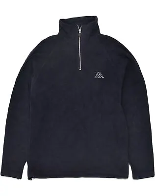 KAPPA Mens Zip Neck Fleece Jumper Large Navy Blue Polyester AF10 • £11.80