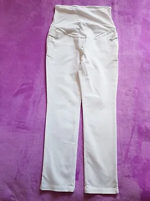 Next Maternity Size 12 Over Bump Chinos Trousers L29  - White • £11