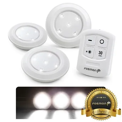 Wireless Stick On Puck LED Tap Light Bright Remote Battery Under Cabinet Closet • $11.98