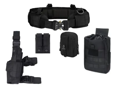 Tactical Battle Belt/Pistol Belt Set With MOLLE Pouches And Drop Leg Holster • $49