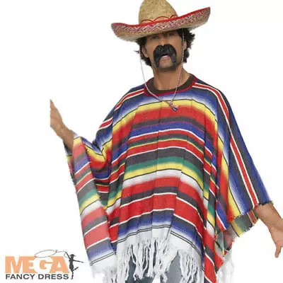 Mexican Fancy Dress Costume Kit - ADD Hat Tash Cigar ( Poncho NOT Included) • £8.99