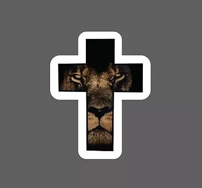 Lion Cross Sticker Jesus Faith Waterproof - Buy Any 4 For $1.75 Each Storewide! • $2.95